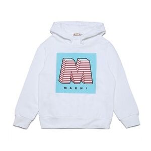 Marni Kids Hoodie Cotton Logo White Girls Boys 6Y NWT Sweatshirt